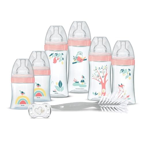 Dodie Kit Naissance 6 Biberons Anti-Colique Tétines Plates Rose