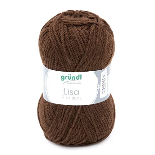 Gründl Lisa Premium Pelote de Fil Acrylique 50g Chocolat 3,5-4,5 mm