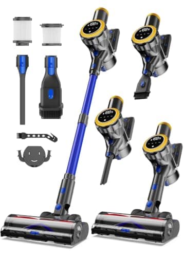 Ginaray Doré Aspirateur Balai sans Fil 580W, Poils D’Animaux & Tous Sols