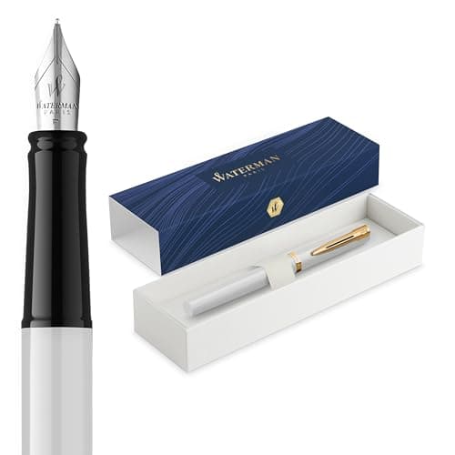 Waterman Impression Stylo plume pointe fine laque blanche et dorée boîte cadeau