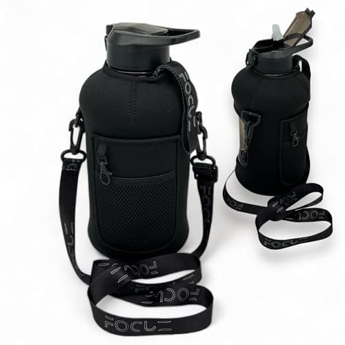 FOCUZ BagBottle Gourde 2 L avec paille et anse, sac à dos et bandoulière réglable, sans BPA, Tritan anti-fuite