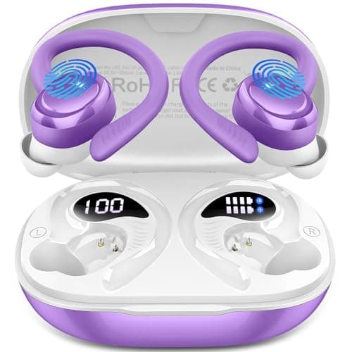 Écouteurs Bluetooth Sans Fil Sport 60H Violet Bluetooth 5.4 IP7