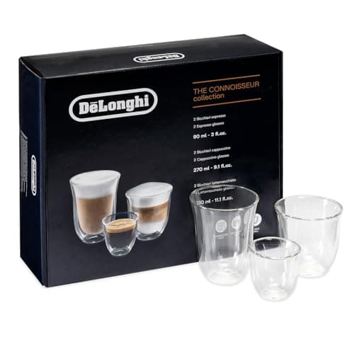 De'Longhi 5513296671 DLSC302 De'Longhi Verre Fancy Box Lot de 6 lunettes isothermes transparentes, Claire