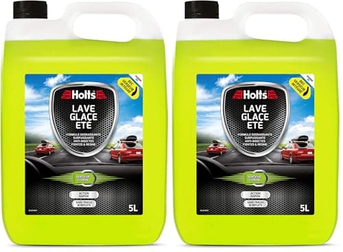 Holts Lave-Glace Été avec Bec – Formule Dégraissante, Anti-Traces – Nettoie Insectes, Fientes et Salissures – Prêt à l’Emploi, Bidon 5L, Citron (Lot de 2)