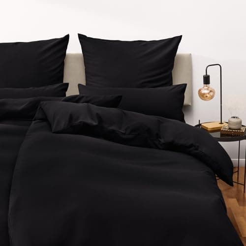 Blumtal Housse de Couette 155x200 cm avec taie d'oreiller Noir