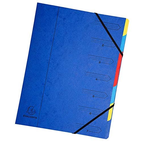 Exacompta Trieur agrafé avec élastiques 7 compartiments Bleu