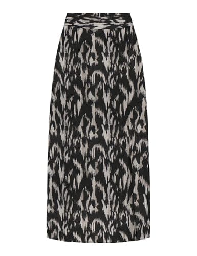 ONLY Onlnova Life Vis Piper Slit Jupe AOP, Noir/OOP : 590-Motif Animal Rugueux, S Femme