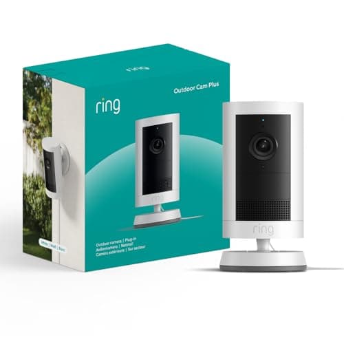Ring Caméra Extérieure Plus Nouvelle Génération Vidéo 2K avec Adaptateur Secteur