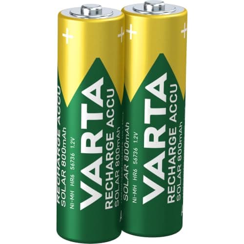 Varta Lot de 2 Piles Rechargeables AA Ni-MH 800 mAh Accu Solar pour Lampes de Jardin