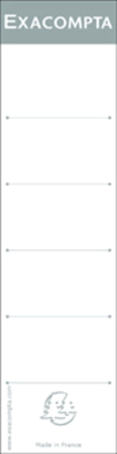 Exacompta - réf. 537E - Paquet de 10 étiquettes cartonnées pour classeur à levier - dos de 7 cm - Dinmensions de l'étiquette : larg 5,3 x épaisseur 0,4 x Hauteur 18,5 cm - coloris blanc