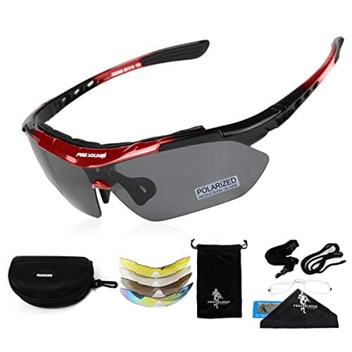 FREE SOLDIER Lunettes de Cyclisme Homme anti-UV400 5 en 1 Rouge