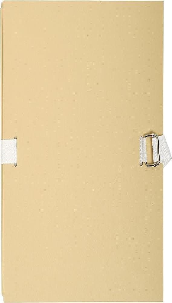Exacompta - Réf. 370E - 1 chemise à dos extensible en papier toilé couleur - dos extensible jusqu'à 13 cm - fermeture par sangle - dim 24 x 32 cm - pour documents au format A4 - couleur mastic