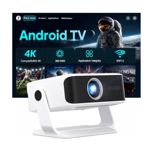 Vidéoprojecteur Intelligent 1080P Android 14 WiFi 6 Bluetooth 380 ANSI
