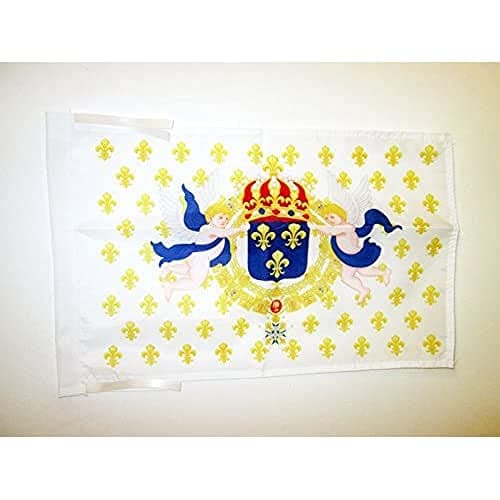 AZ FLAG Drapeau Royaume de France Cœur de Jésus 45x30 cm Cordelettes