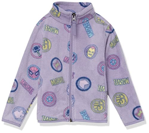 Amazon Essentials Disney | Marvel | Star Wars | Princess Veste molletonnée en Polaire avec Fermeture éclair intégrale Fille, Marvel Logo, 6-7 Ans
