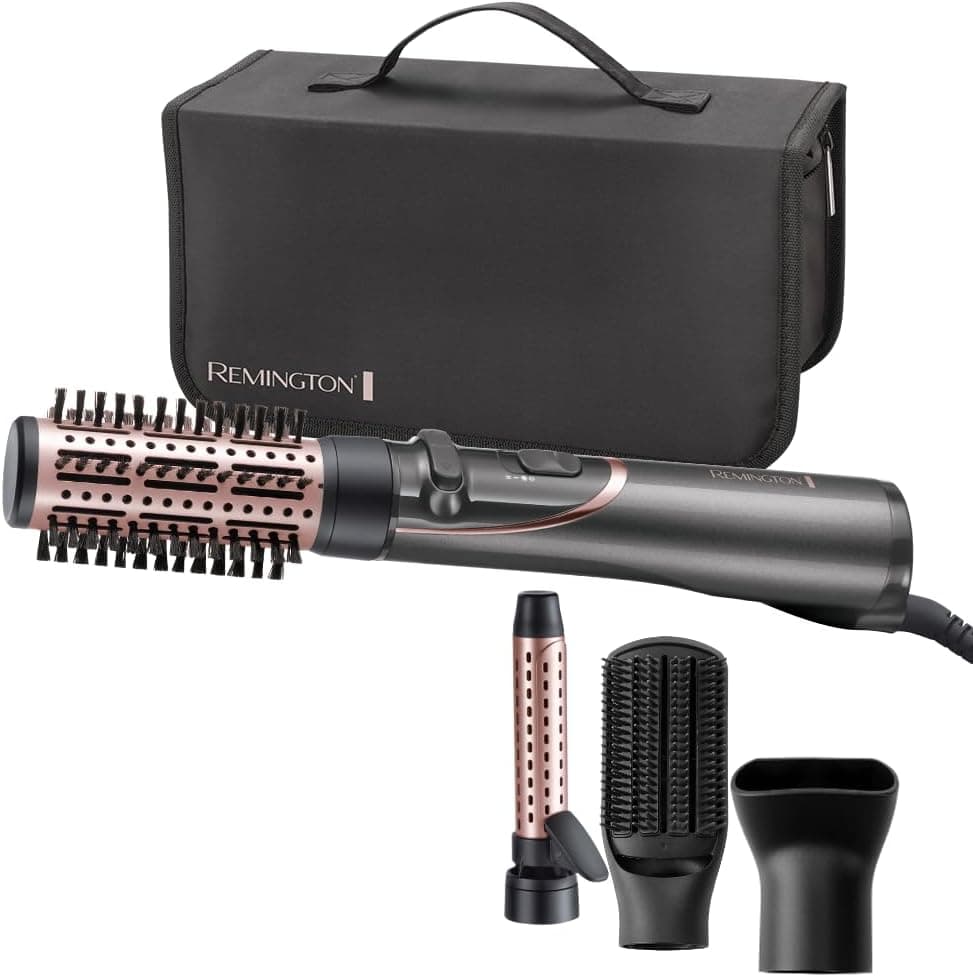Remington Brosse Rotative à Air Chaud Styler Ionique 3 en 1 Curl & Straight : Volume, Boucles, Lissage, 4 Accessoires (Volumisateur, Fer à Friser, Concentrateur, Brosse Plate) AS8606