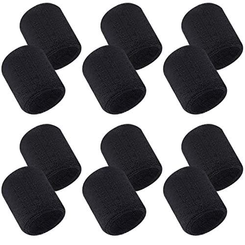 Aipaide Lot de 12 Serre-poignets de Sport Éponge Noirs