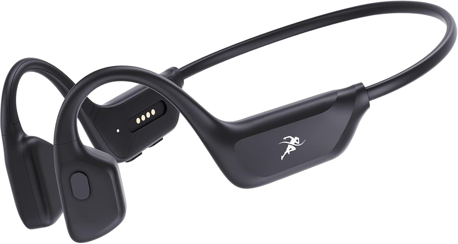 Guudsoud Cuffie Conduzione Ossea Bluetooth 6.0, Écouteur Conduction Osseuse sans Fil Oreilles Ouvertes avec Micro, Open Ear Casque pour Course à Pied, Sport, Cyclisme, Fitness, Bureau
