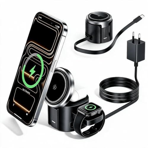 VanSmaGo Chargeur Induction 3-en-1 Magnétique Rapide Pliable 25W pour MagSafe