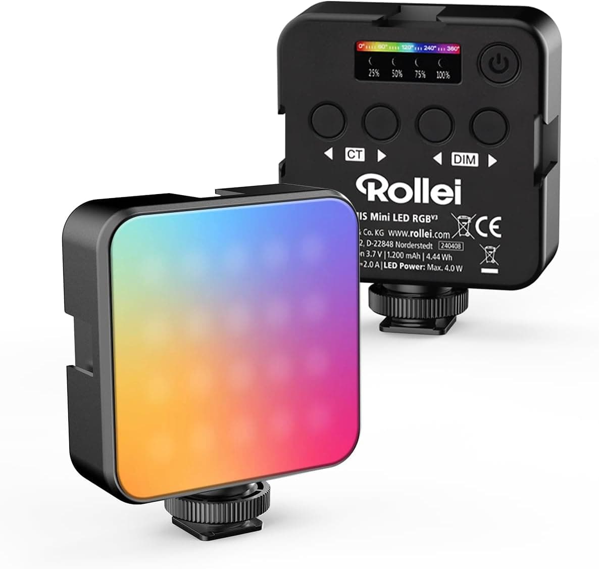Rollei Lumis Mini Lampe LED RVB Couleur 60 LED, 2500-9000 K, 6 W, 200 lux (0,5 m à 5500 K)