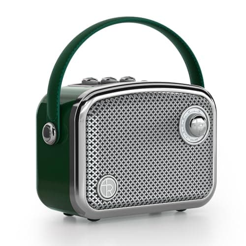 Haut-parleur Bluetooth portable style vintage rétro marron grille métallique carré compact