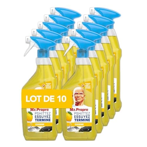 Mr. Propre Spray Dégraissant Cuisine Multi-Usages Citron 500ml Lot de 10