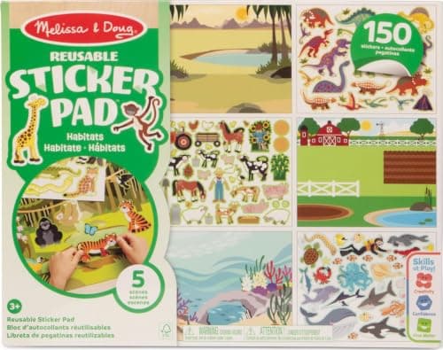 Melissa & Doug Bloc Autocollants Réutilisables Thème Habitats Livre 150 Stickers
