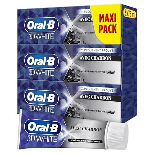 Oral-B Dentifrice Charbon 3D White 3 x 75ml