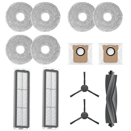 Dreame 1x Brosse Principale 2X brosses latérales 2X Filtre à Cartouche 2X sac d'Aspirateur Anti-poussière 3X Chiffon Lavable pour aspirateur Robot L20 Ultra