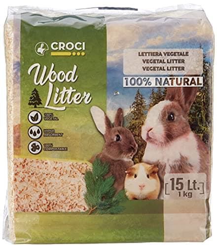 Croci Litiere Wood - Litiere pour rongeurs en copeaux de sapin, 15 L - 1 kg