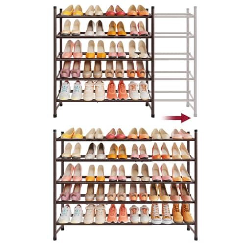 Tajsoon Étagère à chaussures extensible 5 niveaux en métal Bronze