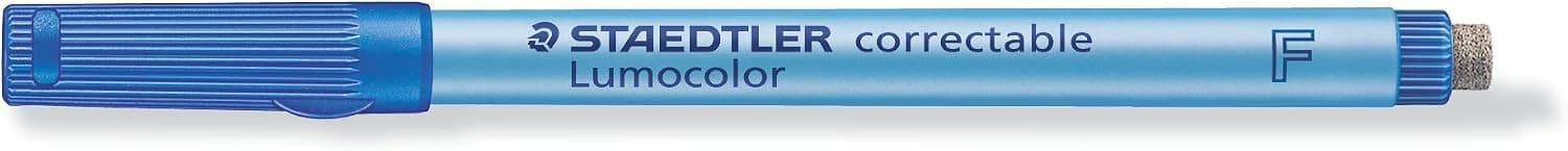 STAEDTLER Lumocolor Correctable 305 F-3 - Feutre Non Permanent Effaçable À Sec Pointe Fine 0,6 Mm Bleu - Boite de 10