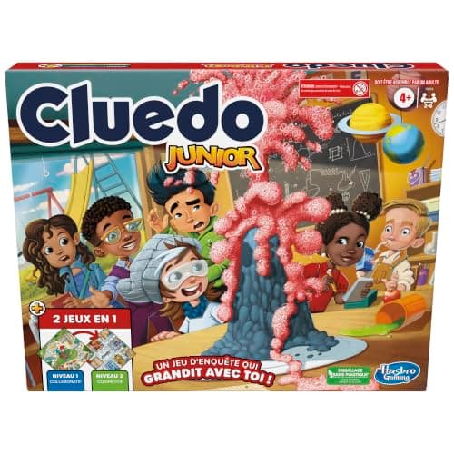 Hasbro Gaming Cluedo Junior Réversible, 2 en 1, Jeu de Détective Cluedo pour Jeunes, Jeu de mystère, Jeux de Société pour Enfants