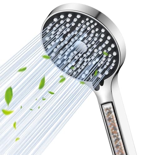 YEAUPE Pommeau de Douche Filtrant Anti-Calcaire 110 mm Chromé 6 Jets Haute Pression