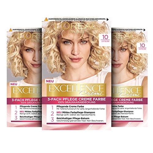 L'Oréal Paris Lot de 3 Colorations Permanentes Crème Excellence Blond Clair 10