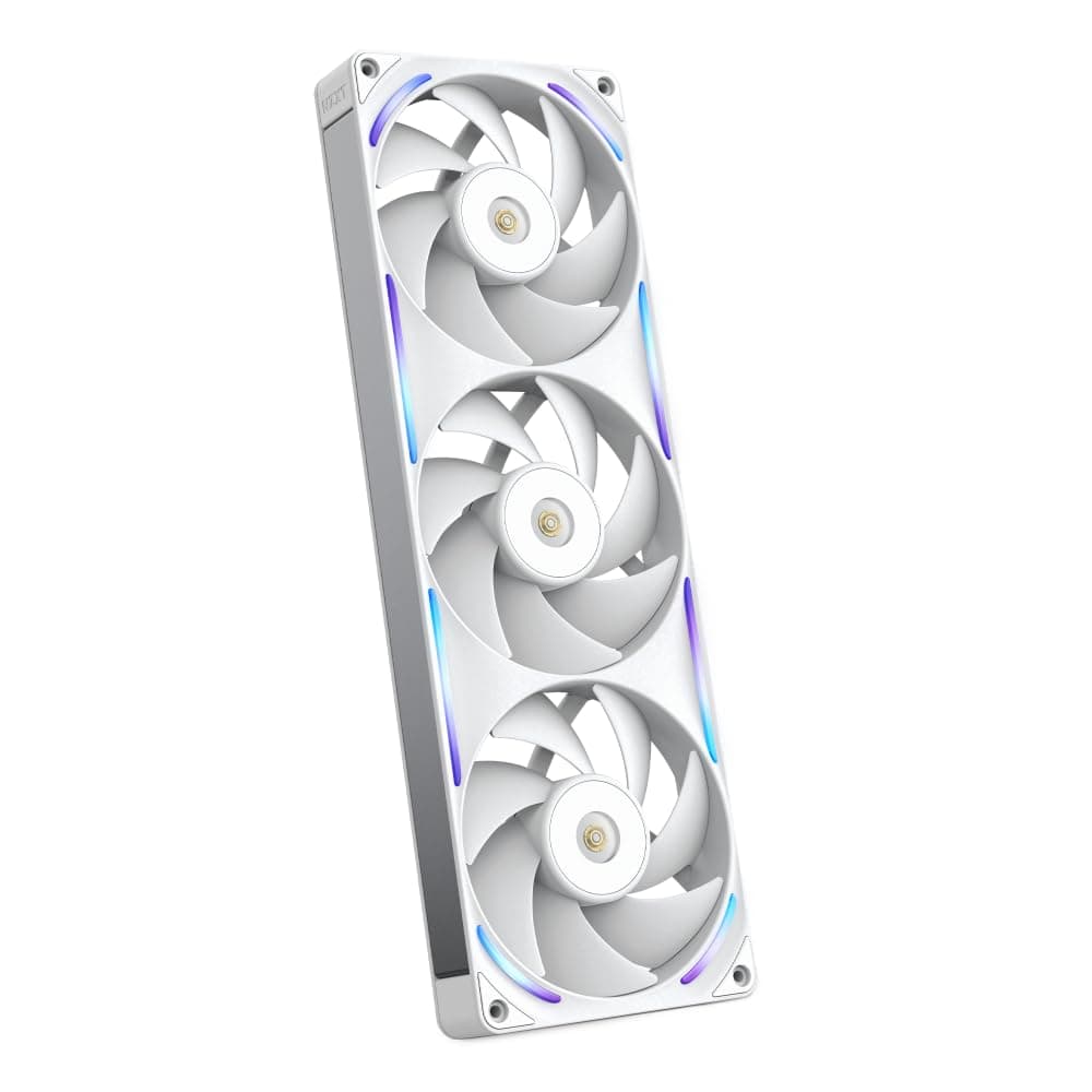 NZXT F360X Ventilateur Performance Cadre Unique - 3x 120mm PWM RGB PC - Flux & pression max - Faible bruit - Cadre & pales LCP - Palier magnétique à fluide dynamique - Blanc