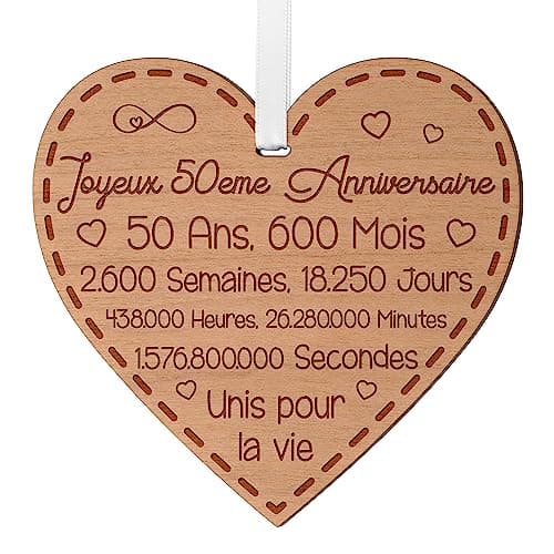 Cadeau Anniversaire de Mariage 50 Ans pour Couple Bois