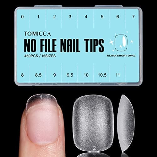 TOMICCA 450 Pièces Ovale Ultra Court Capsule Americaine Ongle