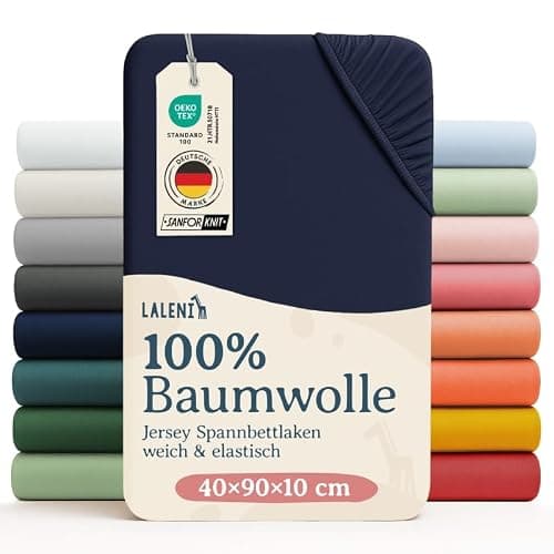 Laleni Drap Housse Bébé Jersey 40x90 cm Bleu Oeko-TEX