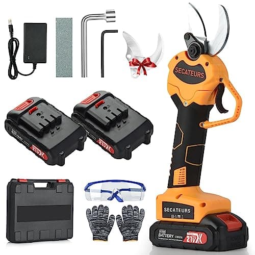 Sécateur électrique sans fil professionnel 40 mm avec 2 batteries 21V 2,0Ah Jaune