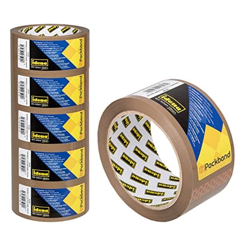 Idena 90129 - Ruban adhésif brun silencieux 50 mm x 66 m, lot de 6 rouleaux