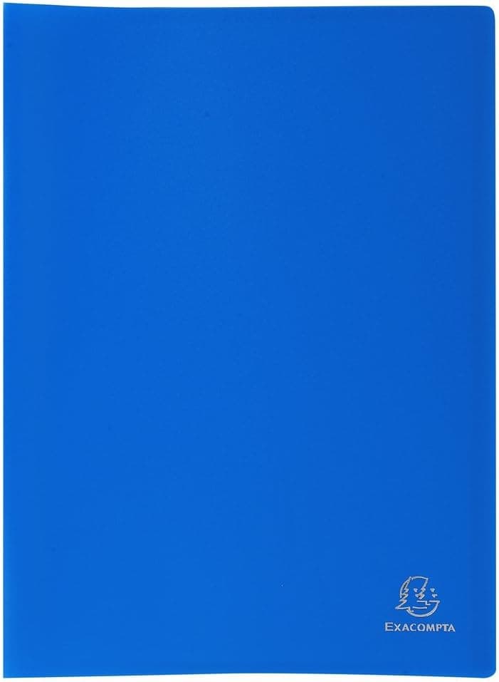 EXACOMPTA Protège-documents PP Souple Pochettes grainées Opaque 80 vues A4 Bleu