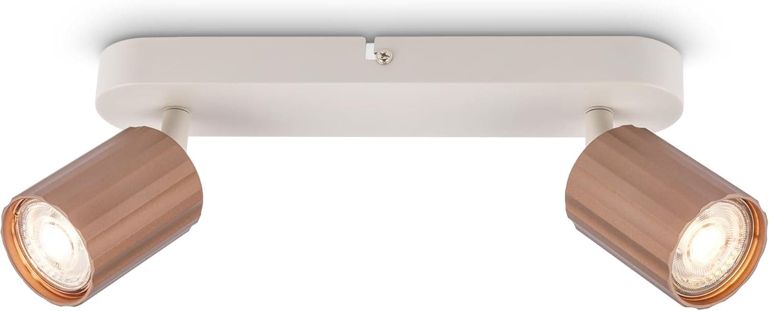 BRILONER - Plafonnier avec cannelures, orientable, GU10, max. 9 W, spot de plafond, luminaire plafonnier, lustre salon, lumière plafond, lustre chambre, lampe plafond, 28cm, coffee