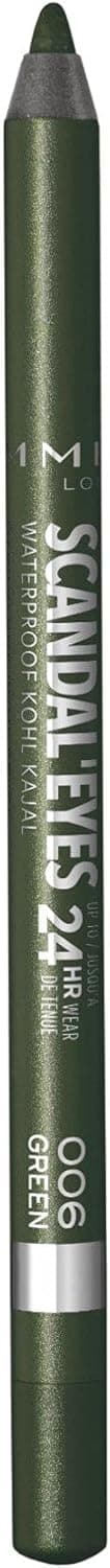 Rimmel - Crayon Khôl Exaggerate Waterproof - Couleur intense - Texture Douce - 006 Green - 1,3gr
