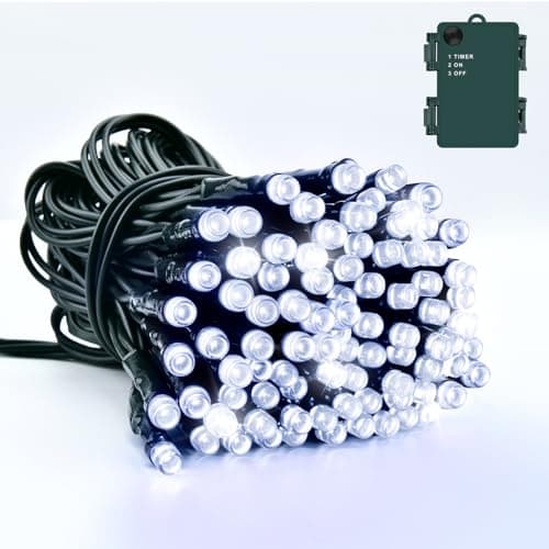 Dalugo Guirlande LED 3M 30 LED Blanc Froid Minuterie Étanchéité IP65 Câble Vert