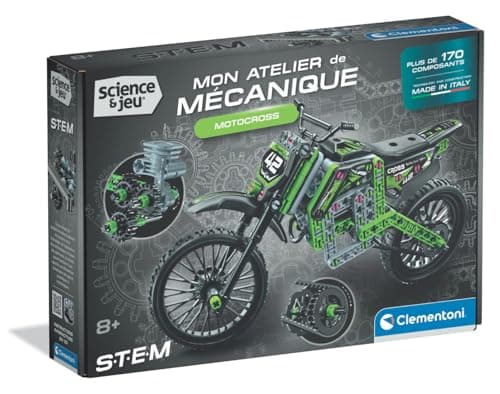 Clementoni Motocross 8 Ans - Coffret de Construction mécanique, 180+ Pièces