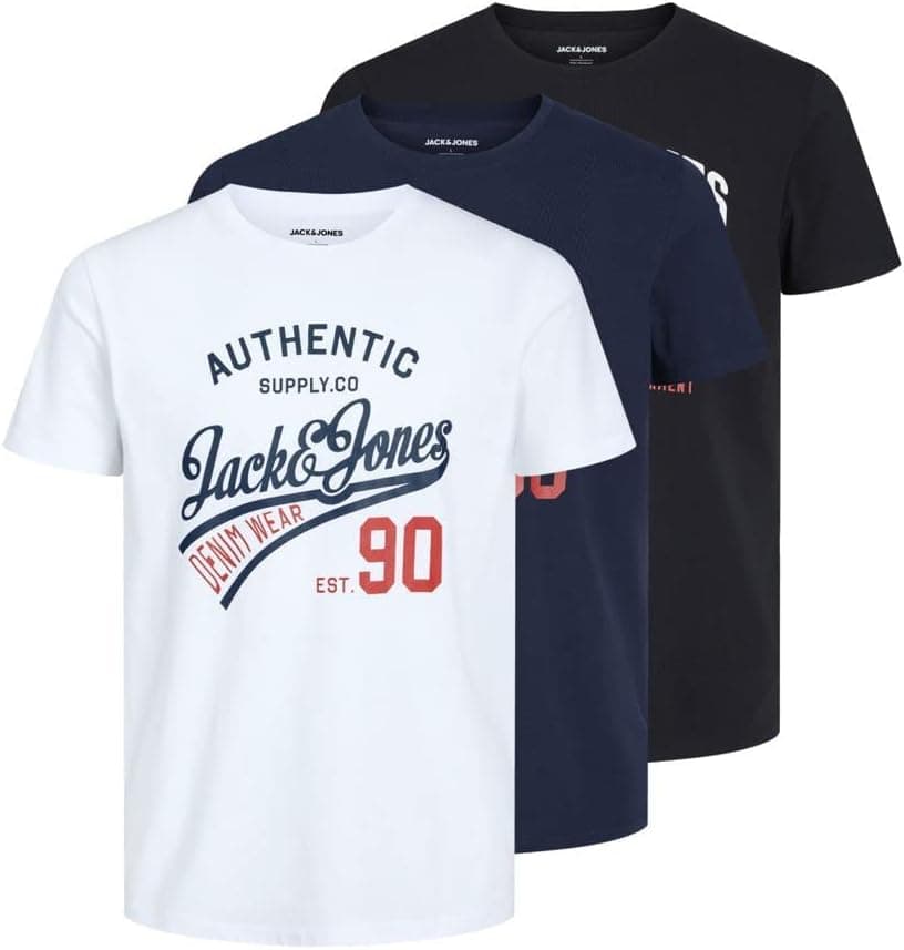 Jack & Jones Jjethan Tee SS Crew Neck 3pk MP Noos Jjethan Lot de 3 t-Shirts à col Rond MP Noos Homme (Lot de 3)