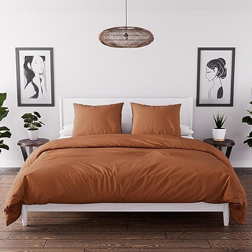 Soleil d Ocre Parure Housse de Couette Microfibre 240x220 cm Terra