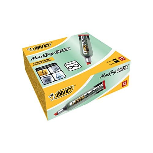 BIC Marking Onyx 1481 Marqueurs Permanents Pointe Biseautée Rouge Boîte de 12