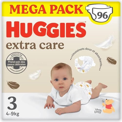 Huggies Extra Care Couches Bébé Taille 3 6-10kg Pack de 96